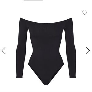 SKIMS Essentials  Black Off-Shoulder Bodysuit